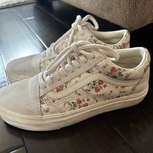 Vans Old Skool Vintage Floral Skate Shoes Cream / Multicolor Women's 8
